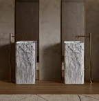 Carrara Cube Pedestal Basin – Marble Edition