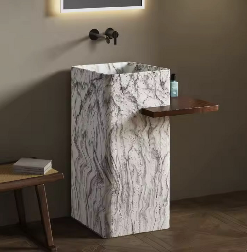 Carrara Shelf Pedestal Basin – Functional Luxe