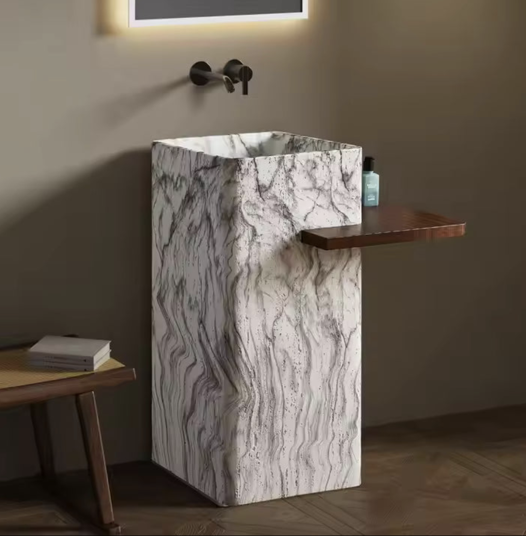 Carrara Shelf Pedestal Basin – Functional Luxe