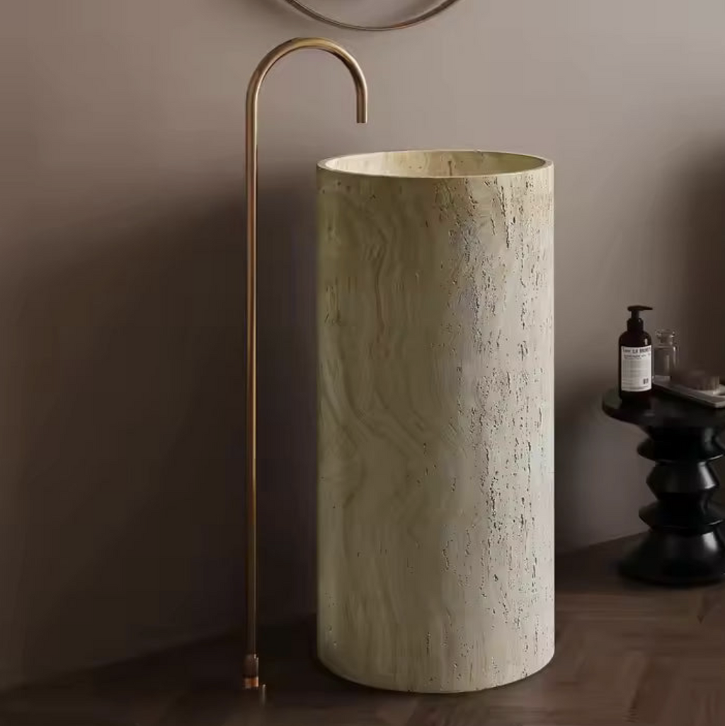 Wabi Travertine Column Basin – Desert Edition