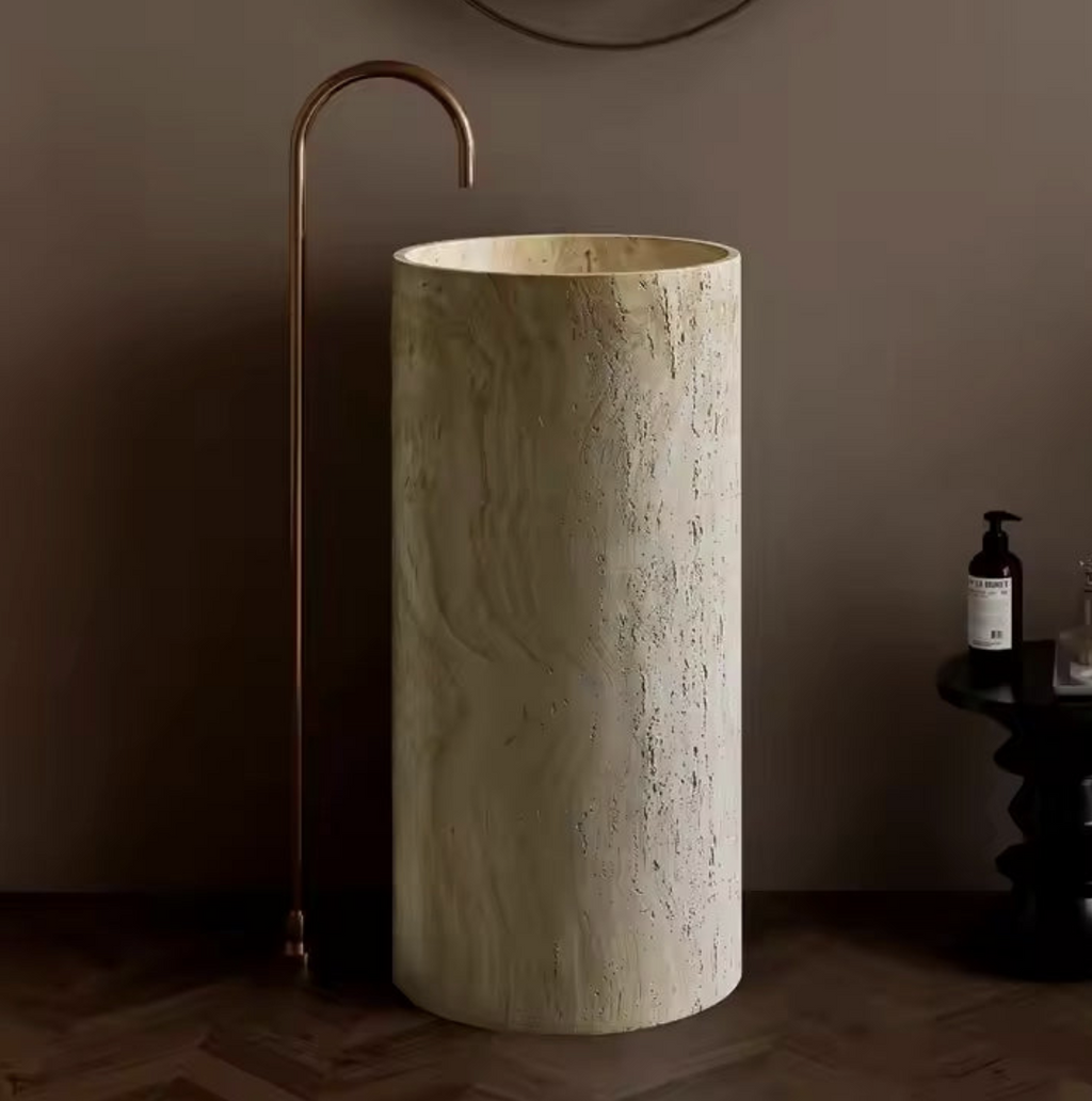 Wabi Travertine Column Basin – Desert Edition