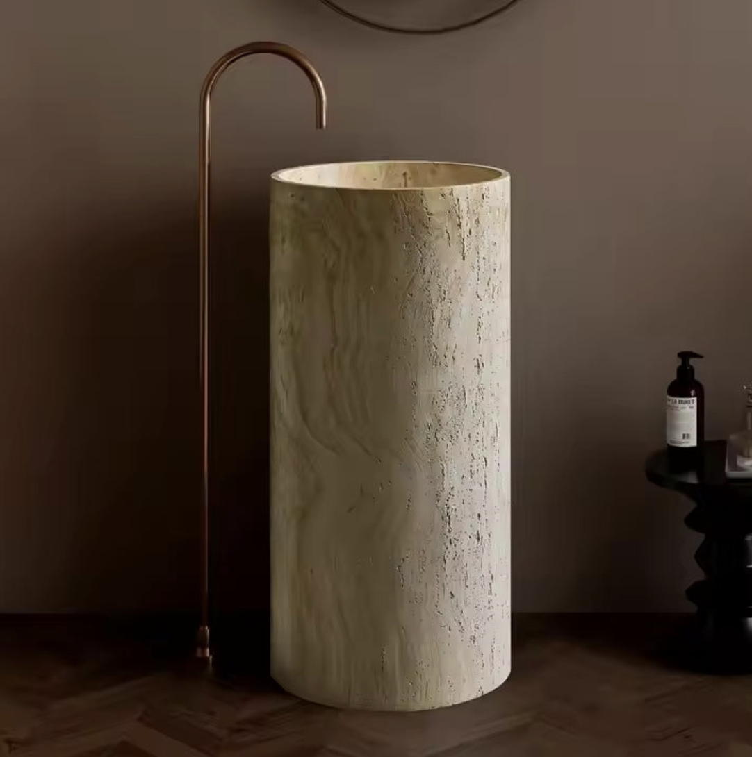 Wabi Travertine Column Basin – Desert Edition