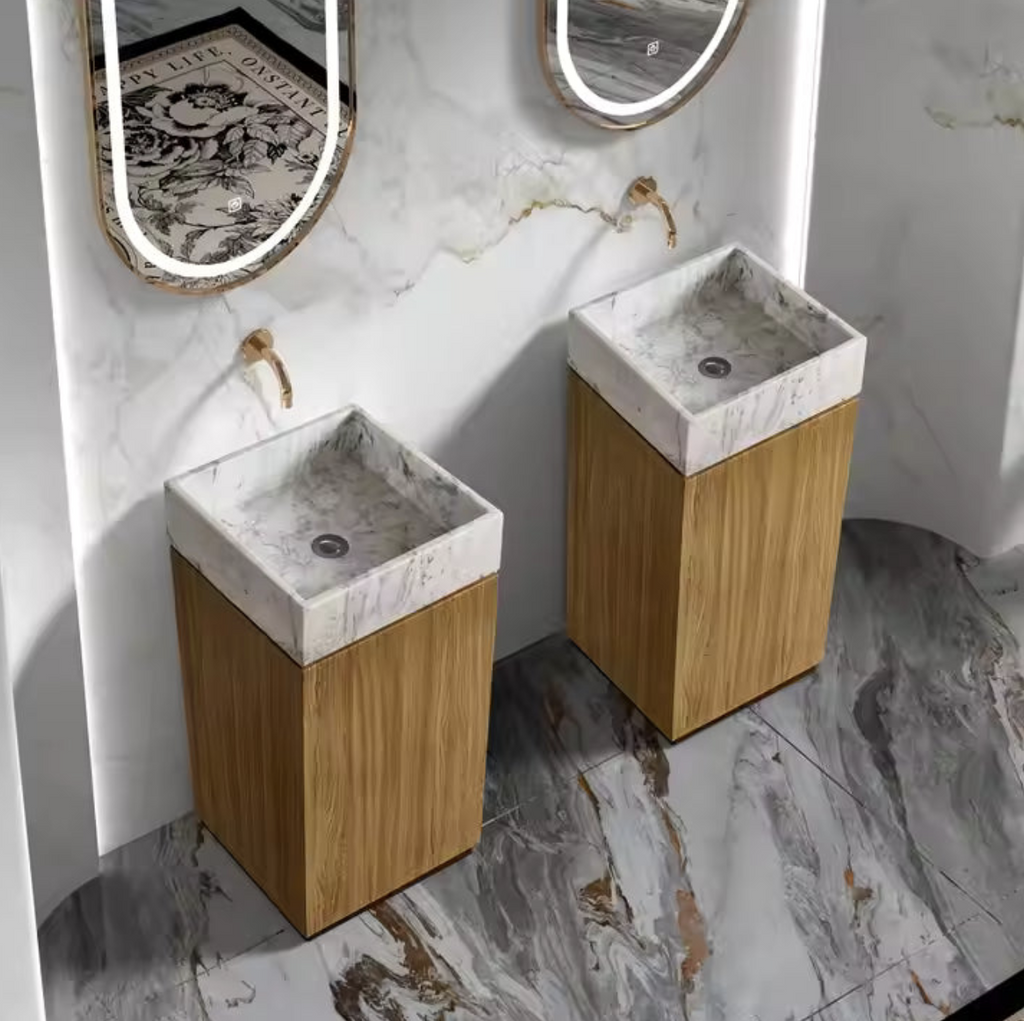 Wood & Marble Freestanding Basin – Premium Edition