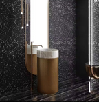 Bianco Carrara Designer Freestanding Basin – Luxury Gold Edition