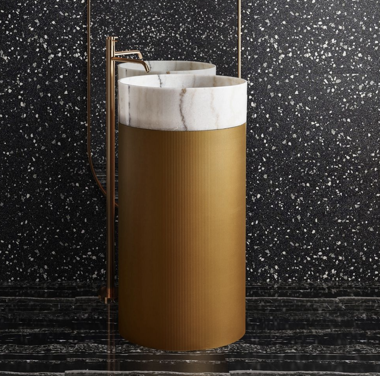 Golden Groove Designer Freestanding Basin – Luxury Edition