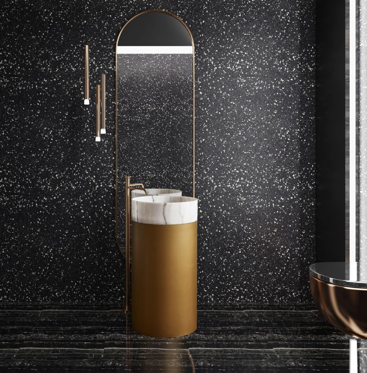 Golden Groove Designer Freestanding Basin – Luxury Edition