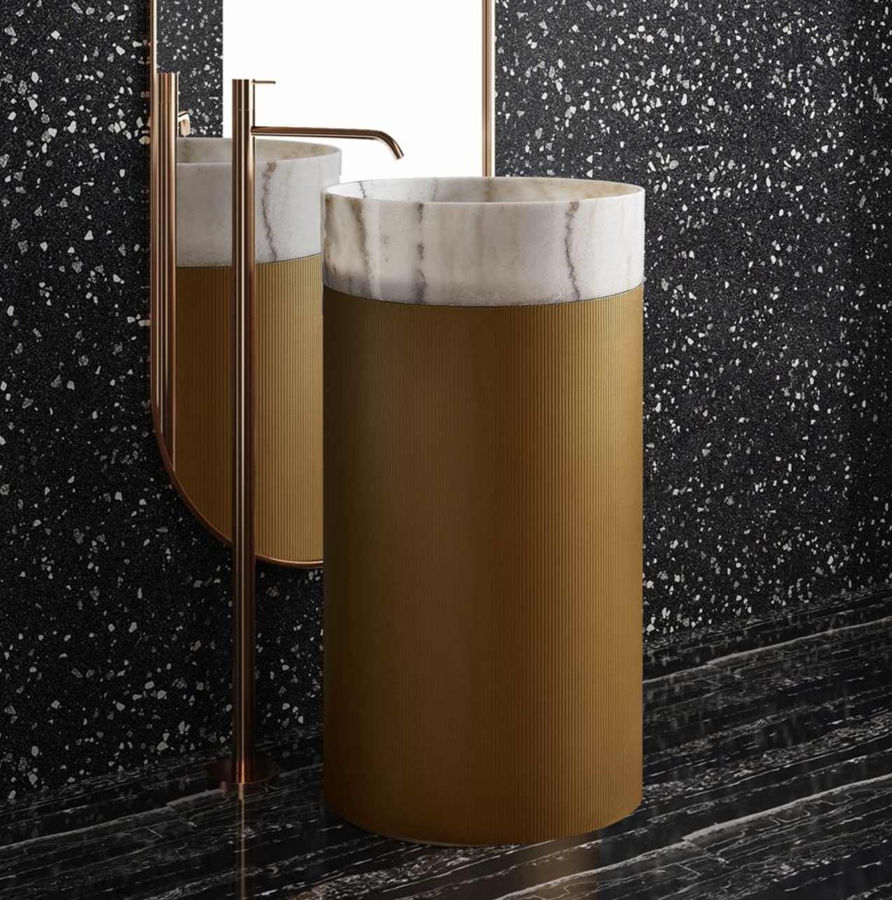 Golden Groove Designer Freestanding Basin – Luxury Edition