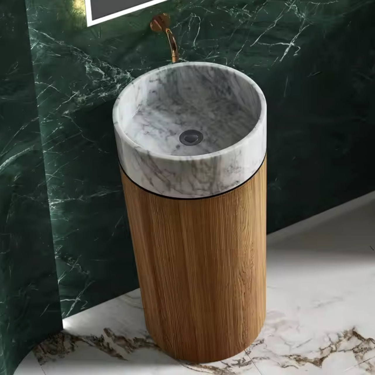 Wood & Marble Freestanding Basin