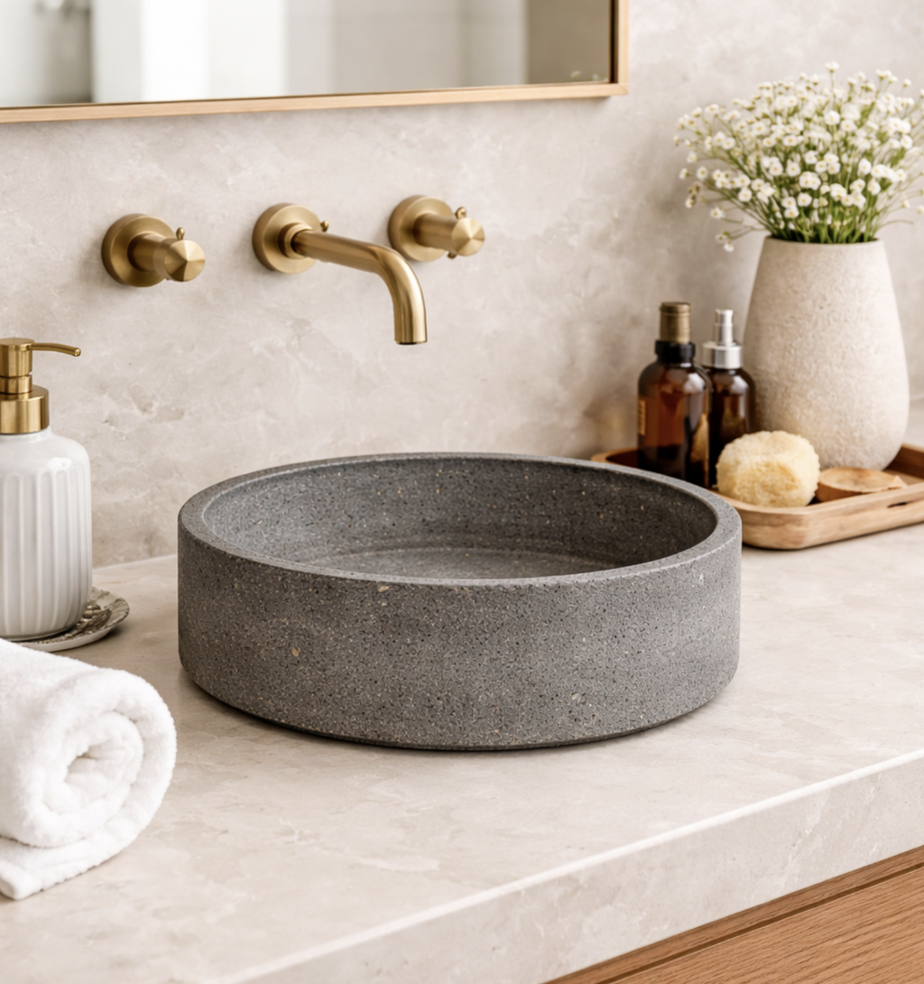 Dark Stone Round Basin
