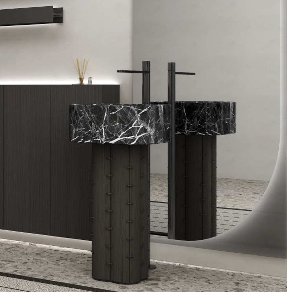Westwood Sculptural Marble Pedestal Basin