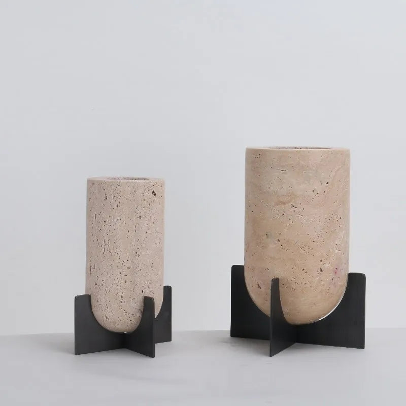 Earthly Elegance: Travertine Stone Vase