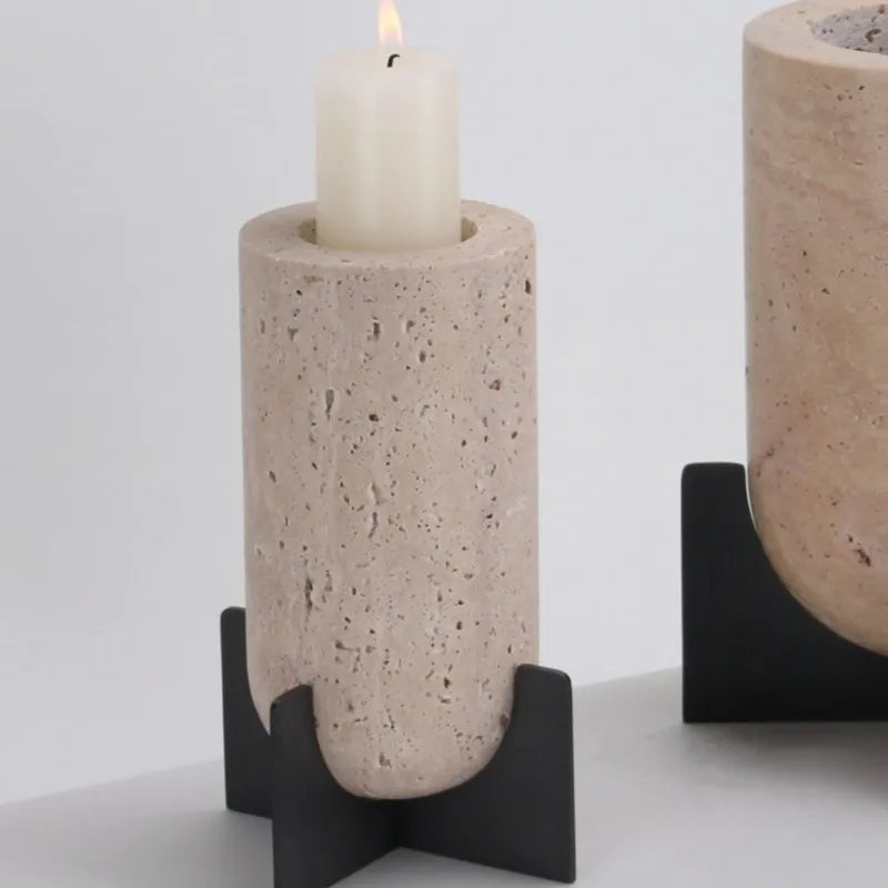 Earthly Elegance: Travertine Stone Vase