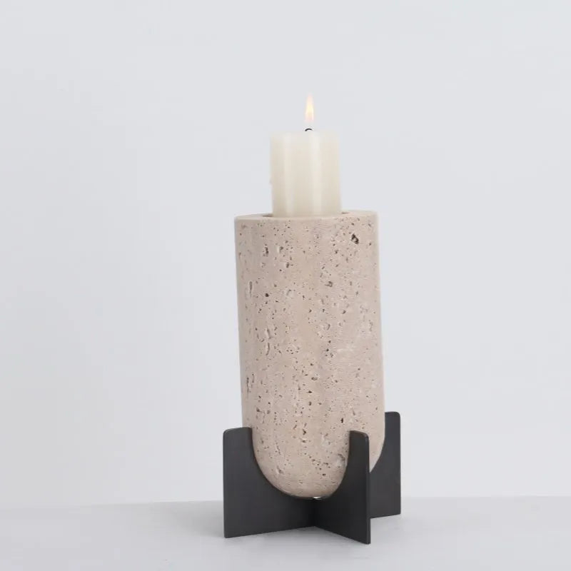 Earthly Elegance: Travertine Stone Vase