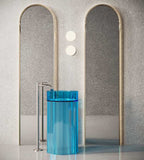 Modern minimalist multi-colorful transparent resin column basin designer bathroom all-in-one freestanding basin by zinarch