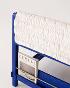 Modern Lounge Chair – Blue Frame with Quilted Cushion