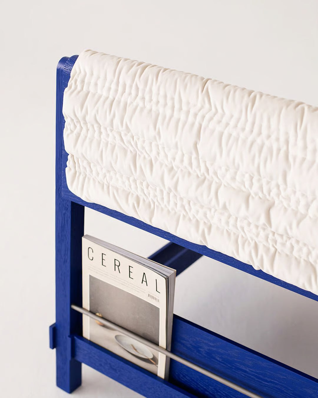 Modern Lounge Chair – Blue Frame with Quilted Cushion