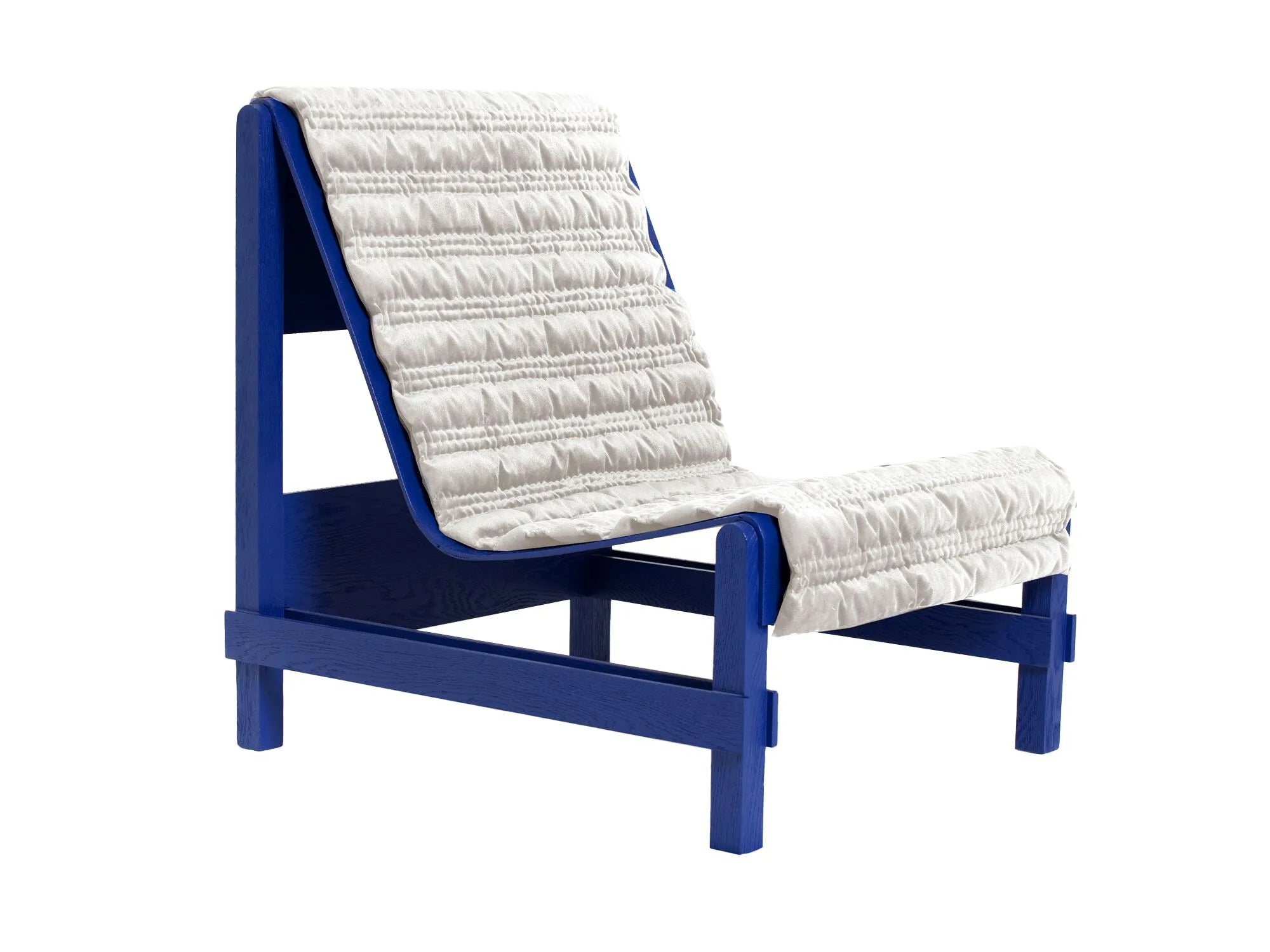 Modern Lounge Chair – Blue Frame with Quilted Cushion
