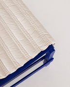 Modern Lounge Chair – Blue Frame with Quilted Cushion
