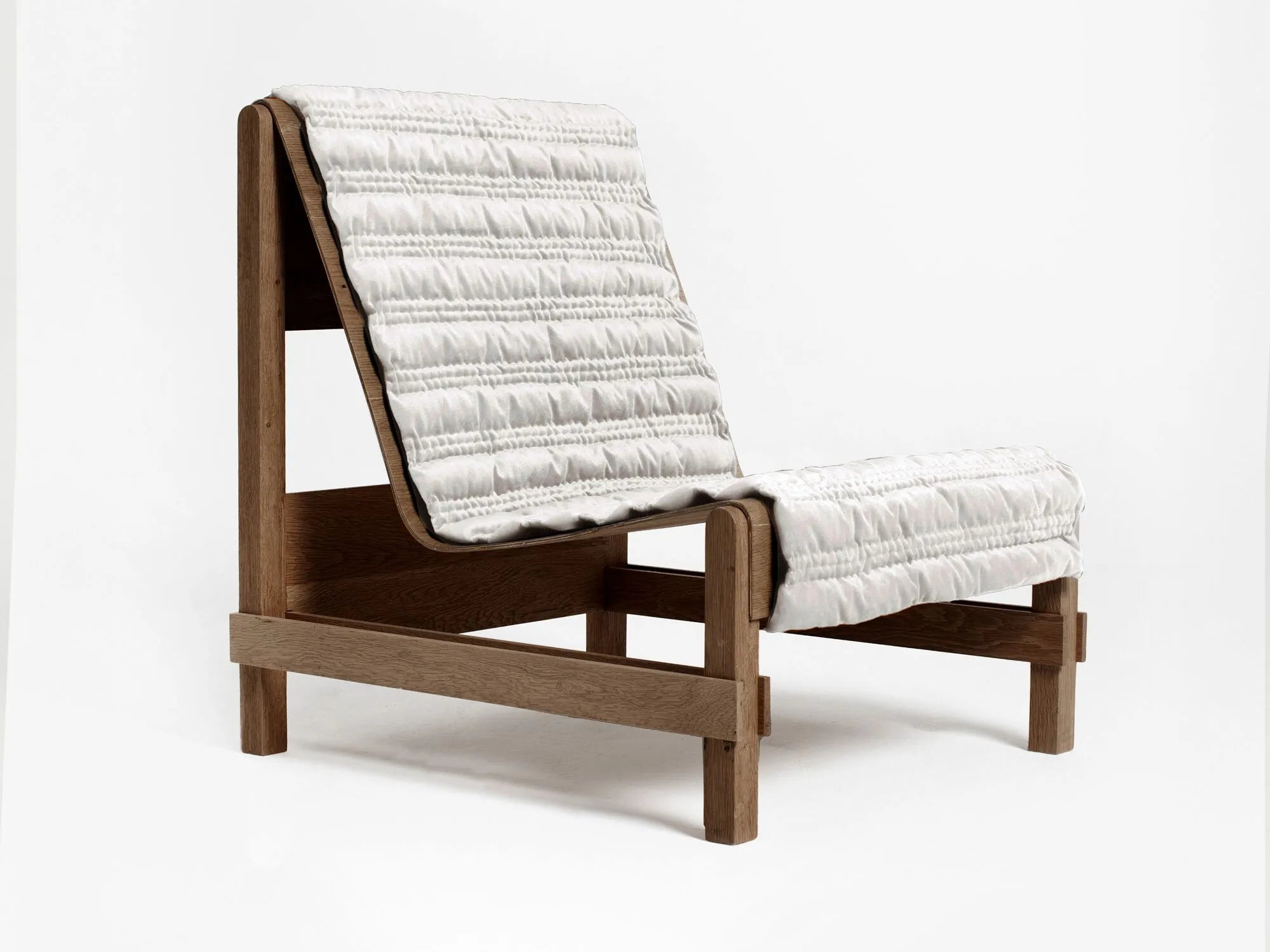 Modern Lounge Chair – Blue Frame with Quilted Cushion