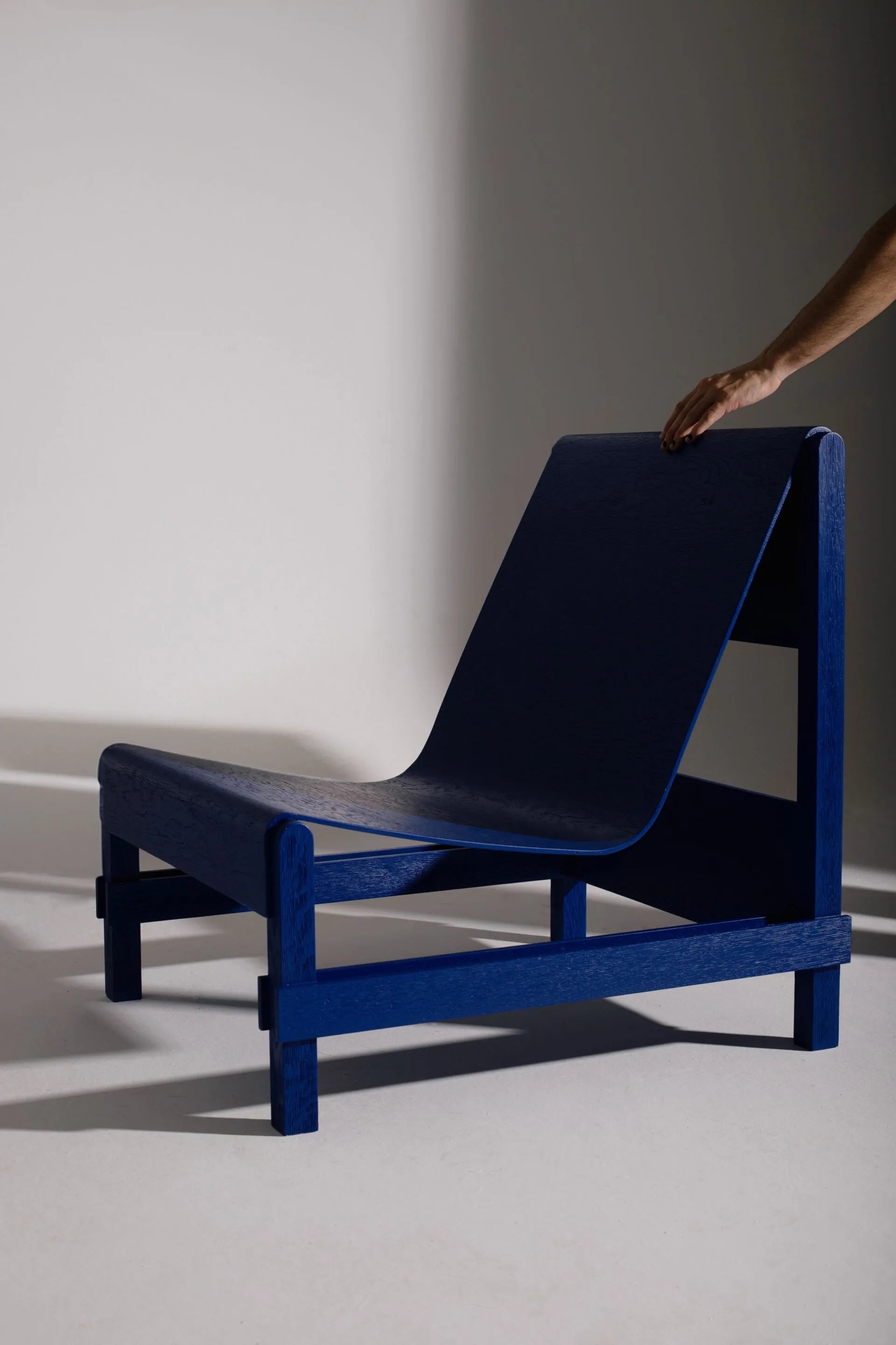 Modern Lounge Chair – Blue Frame with Quilted Cushion