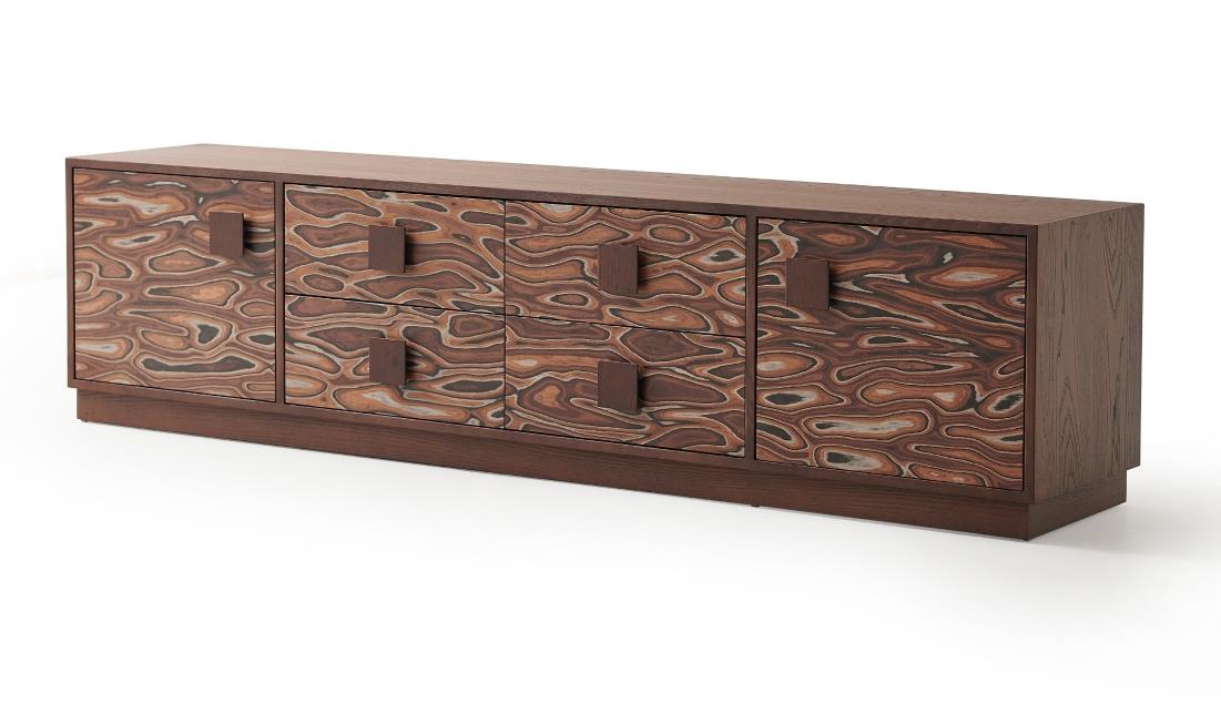 Designer Wooden Sideboard with Patterned Fronts