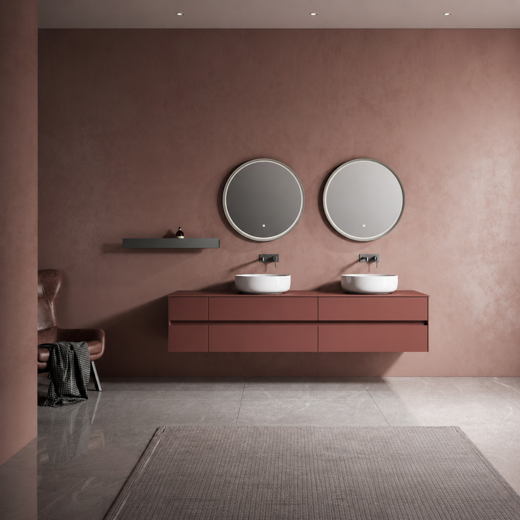 Rosso Fenix Double Vanity Set