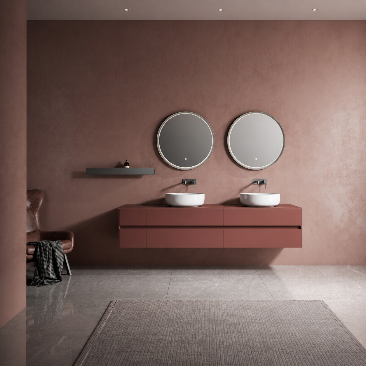Rosso Fenix Double Vanity Set