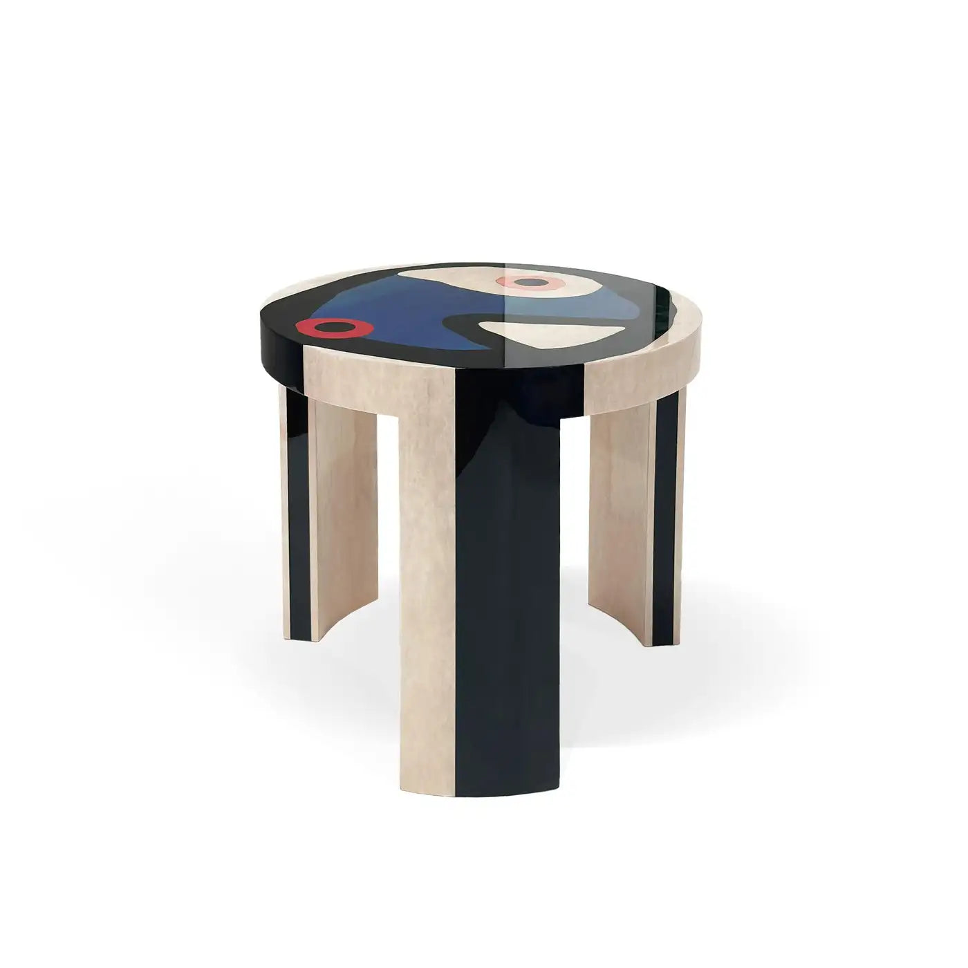 Round table with abstract design on a white background