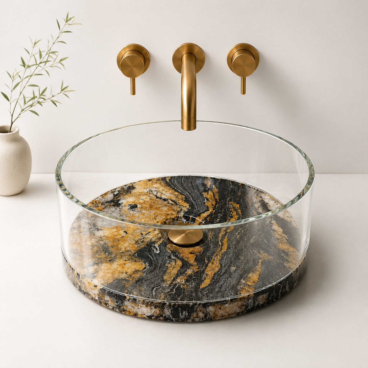 Imperia Marble Fusion Glass Vessel Basin
