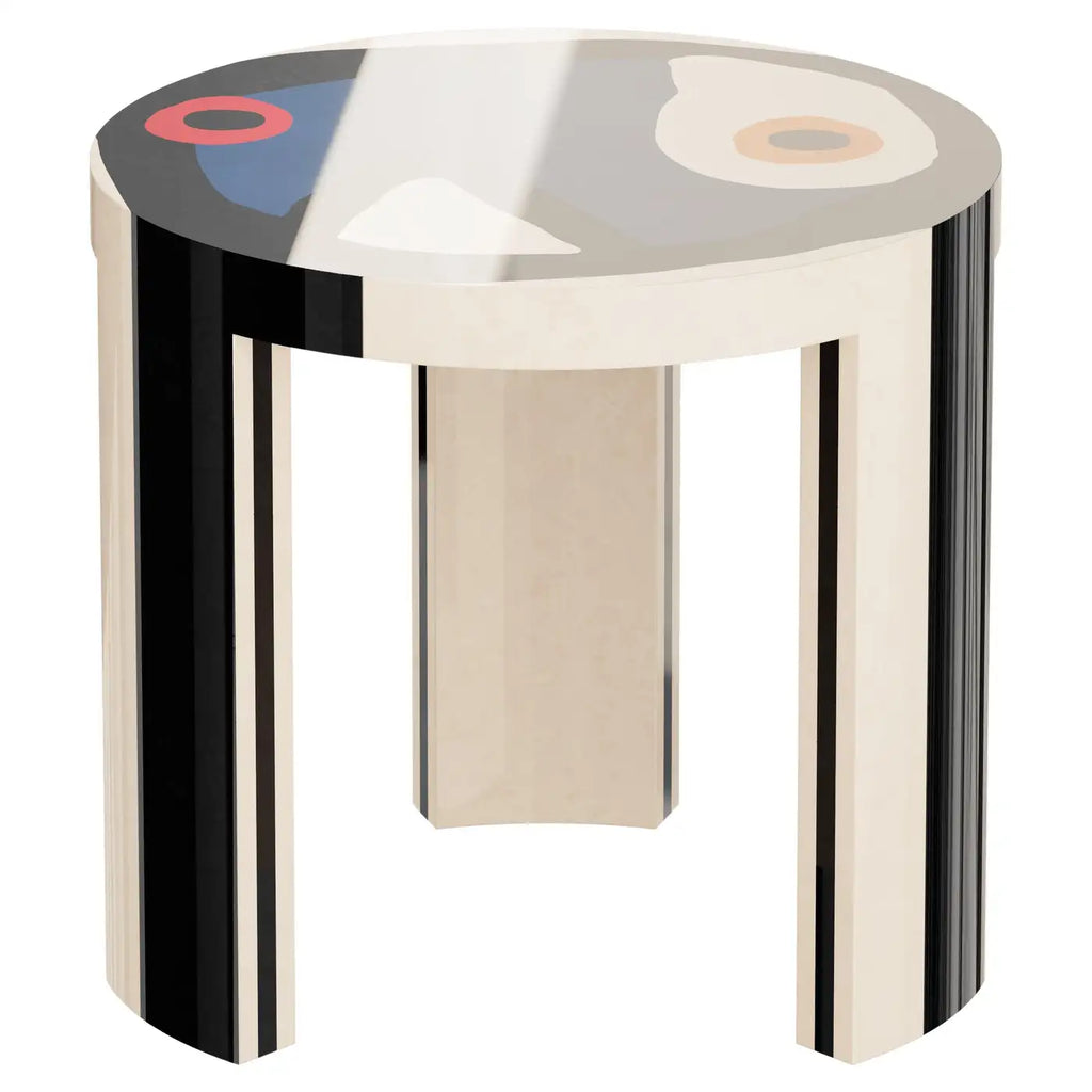 Side table with abstract design