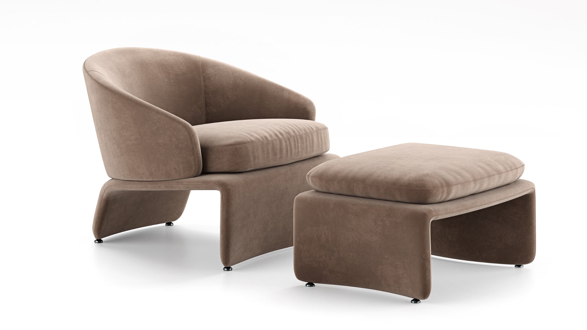 Modern Fabric Lounge Chair with Solid Wood Frame
