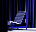 Modern Lounge Chair – Blue Frame with Quilted Cushion